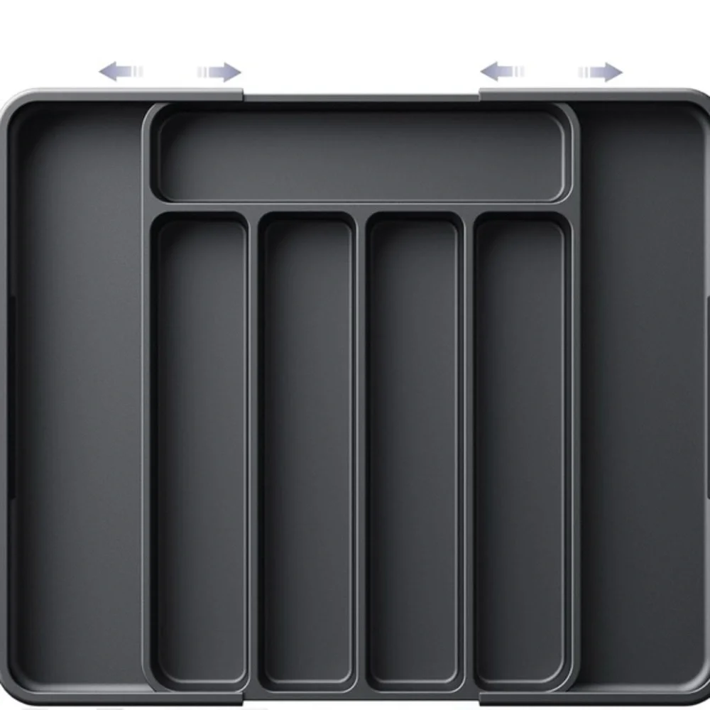 Kitsure Black Cutlery Drawer Organiser for Kitchen - Adjustable Cutlery Tray